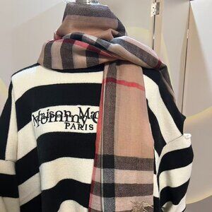 Burberry Check Wool-Silk Scarf, Archive Beige, OneSize